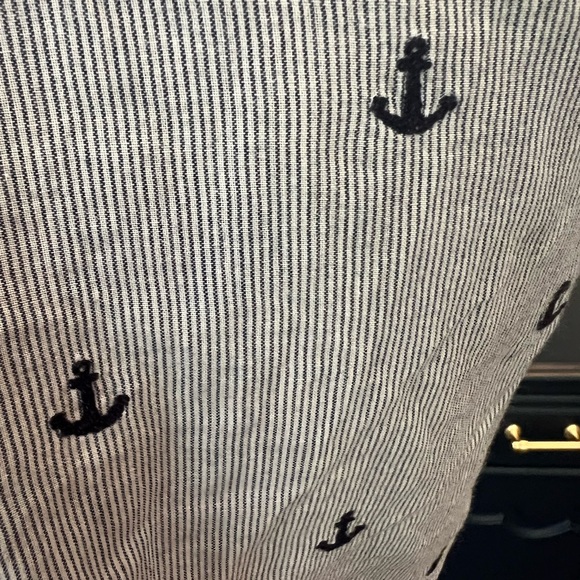 Brakeburn embroidered anchor button down scoop neck cottonshirt size 8 - Picture 2 of 8